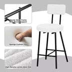 Juego de 2 Taburetes de Bar Tapizados Modernos, Sillas de Bar de Altura de Mostrador con Asiento Redondo, Respaldo Alto, Cómodo Reposapiés