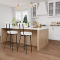 Modern Upholstered Bar Stools Set of 2, Counter Height Bar Chairs with Round Seat, High Back, Comfortable Footrest