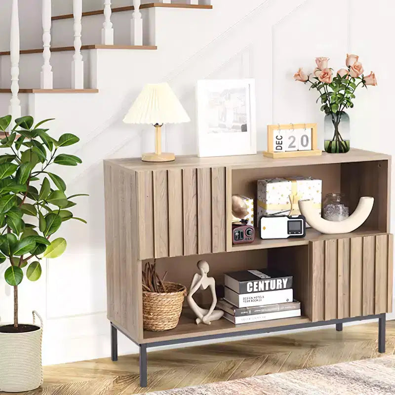 Armario de Almacenamiento con Estante de Exhibición, Aparador tipo Buffet, Mesa Consola/Mesa Auxiliar/Mueble de Acento