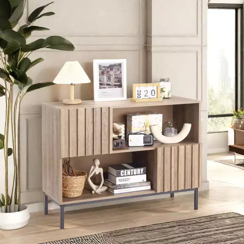 Armario de Almacenamiento con Estante de Exhibición, Aparador tipo Buffet, Mesa Consola/Mesa Auxiliar/Mueble de Acento
