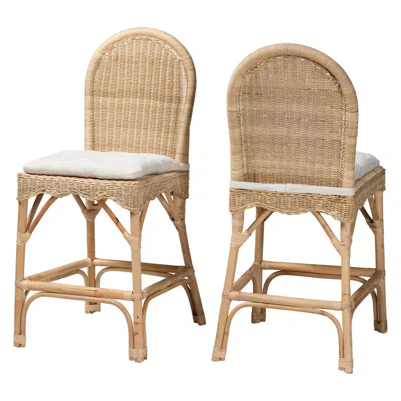 Juego de 2 taburetes de barra Bilu Bohemian Natural Rattan