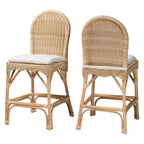 Juego de 2 taburetes de barra Bilu Bohemian Natural Rattan