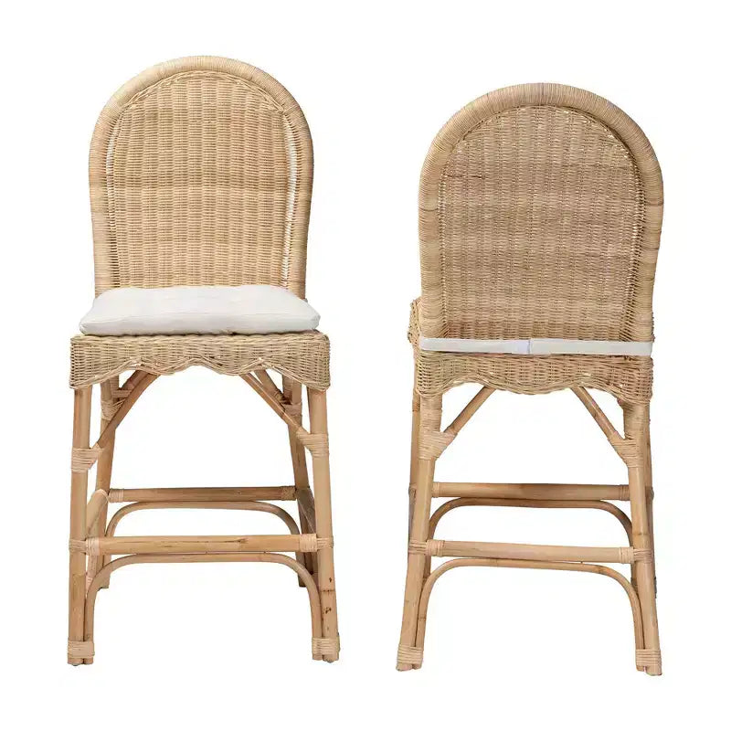 Juego de 2 taburetes de barra Bilu Bohemian Natural Rattan