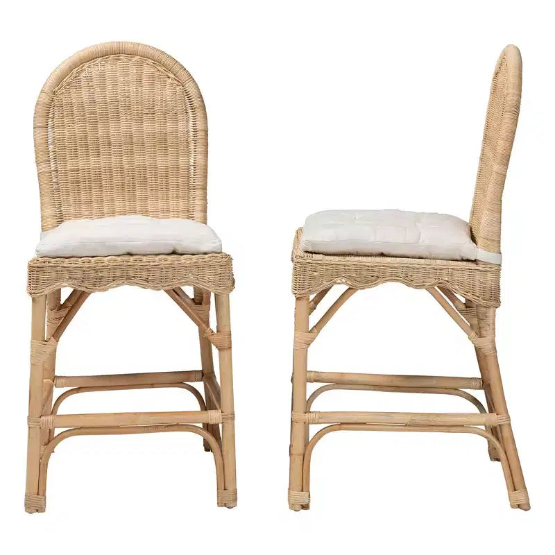 Juego de 2 taburetes de barra Bilu Bohemian Natural Rattan