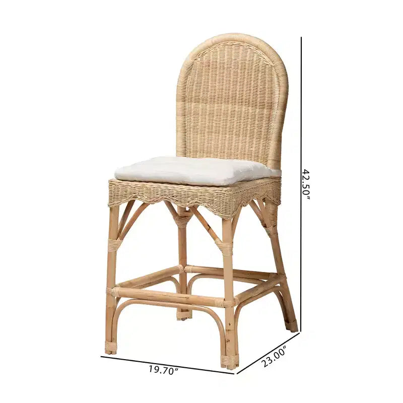 Juego de 2 taburetes de barra Bilu Bohemian Natural Rattan