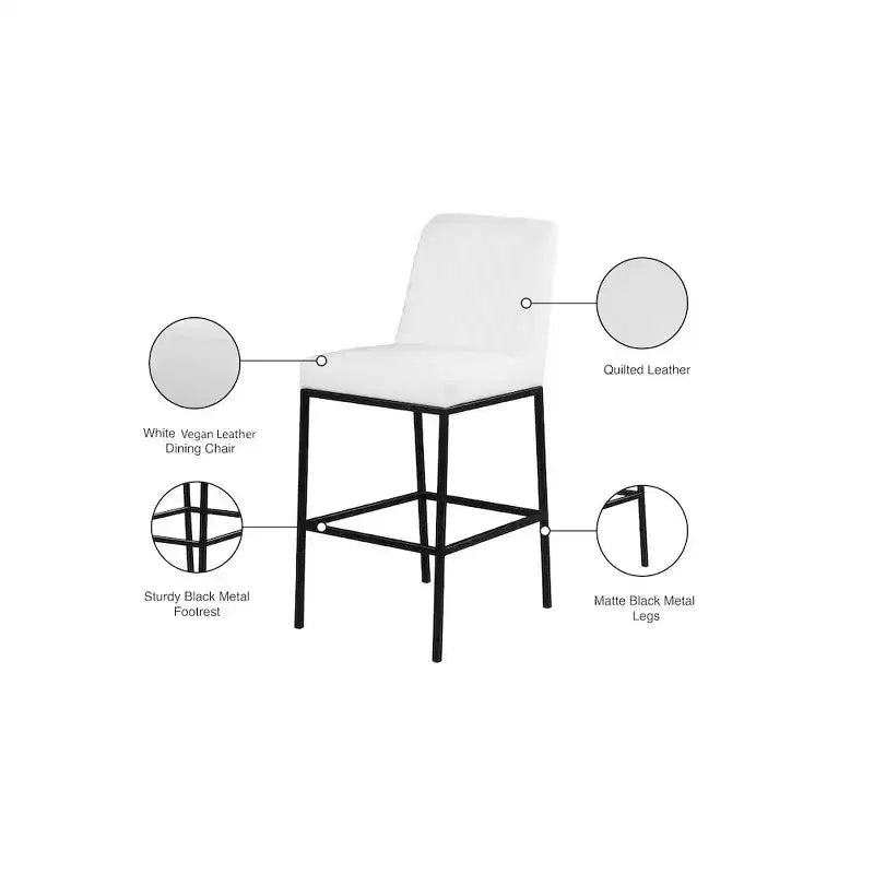 Taburete Bryce White de Piel Vegana, Juego de 2