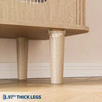 Aparador buffet de 47" con puertas de cristal estriado y 3 cajones, aparador de mediados de siglo con estantes ajustables para cocina, comedor