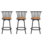 Taburetes de Bar Giratorios, Juego de 3, Altura de Mostrador Ajustable con Respaldo Bajo para Isla de Cocina y Barra, con Patas Intercambiables, 24/29 Pulgadas, Marrón