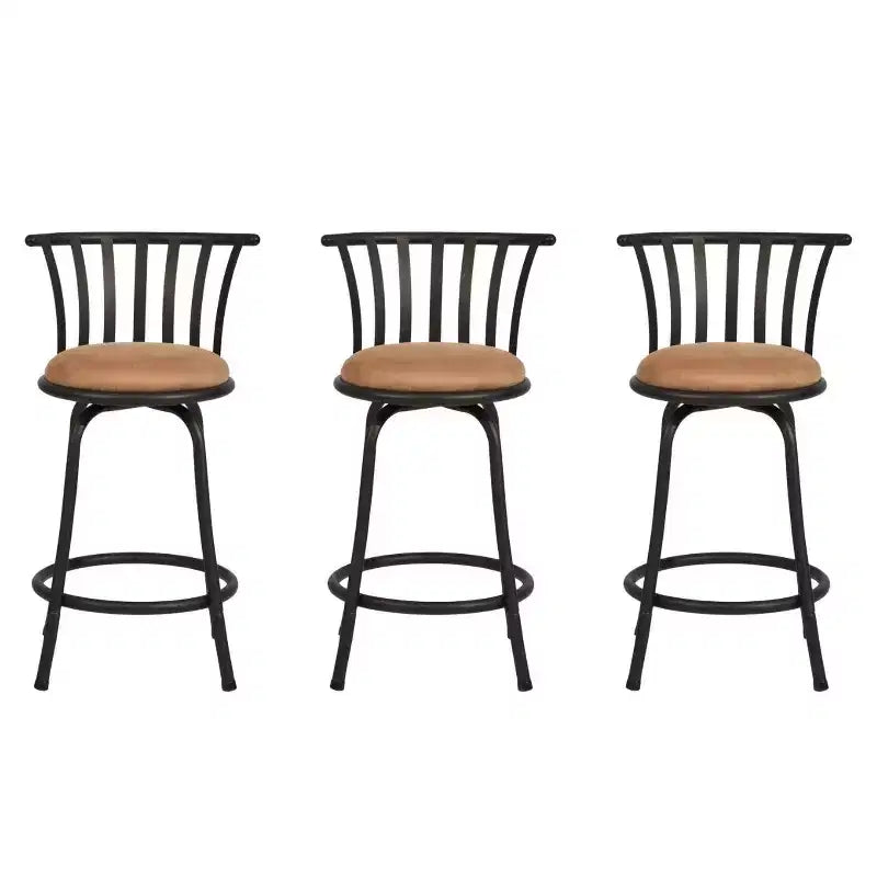 Taburetes de Bar Giratorios, Juego de 3, Altura de Mostrador Ajustable con Respaldo Bajo para Isla de Cocina y Barra, con Patas Intercambiables, 24/29 Pulgadas, Marrón