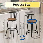 Taburetes de Bar Giratorios, Juego de 3, Altura de Mostrador Ajustable con Respaldo Bajo para Isla de Cocina y Barra, con Patas Intercambiables, 24/29 Pulgadas, Marrón