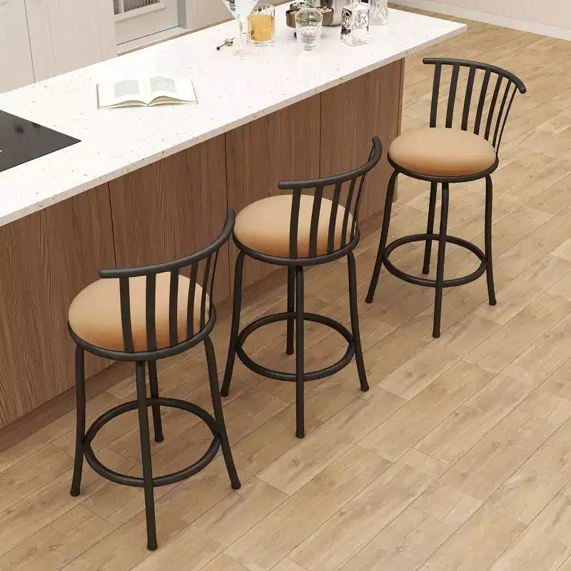 Taburetes de Bar Giratorios, Juego de 3, Altura de Mostrador Ajustable con Respaldo Bajo para Isla de Cocina y Barra, con Patas Intercambiables, 24/29 Pulgadas, Marrón
