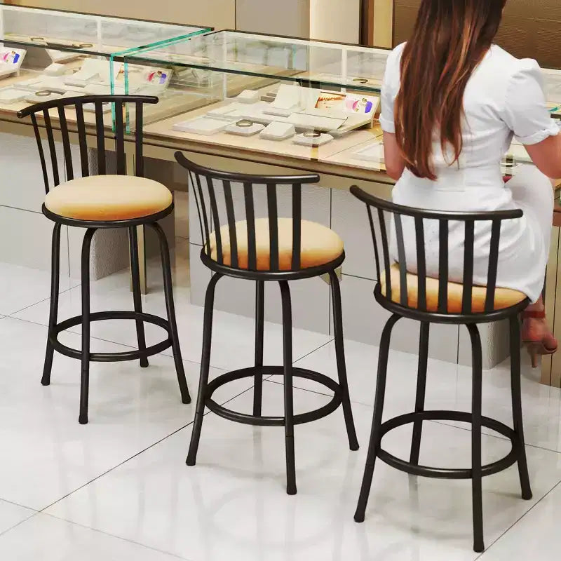 Taburetes de Bar Giratorios, Juego de 3, Altura de Mostrador Ajustable con Respaldo Bajo para Isla de Cocina y Barra, con Patas Intercambiables, 24/29 Pulgadas, Marrón