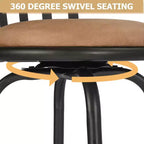 Taburetes de Bar Giratorios, Juego de 3, Altura de Mostrador Ajustable con Respaldo Bajo para Isla de Cocina y Barra, con Patas Intercambiables, 24/29 Pulgadas, Marrón