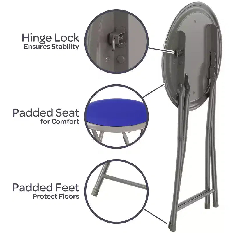 Taburete plegable sin respaldo de 18 pulgadas con capacidad de 102 kg