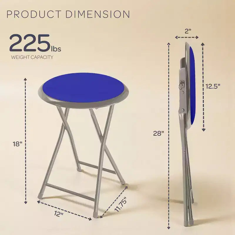 Taburete plegable sin respaldo de 18 pulgadas con capacidad de 102 kg