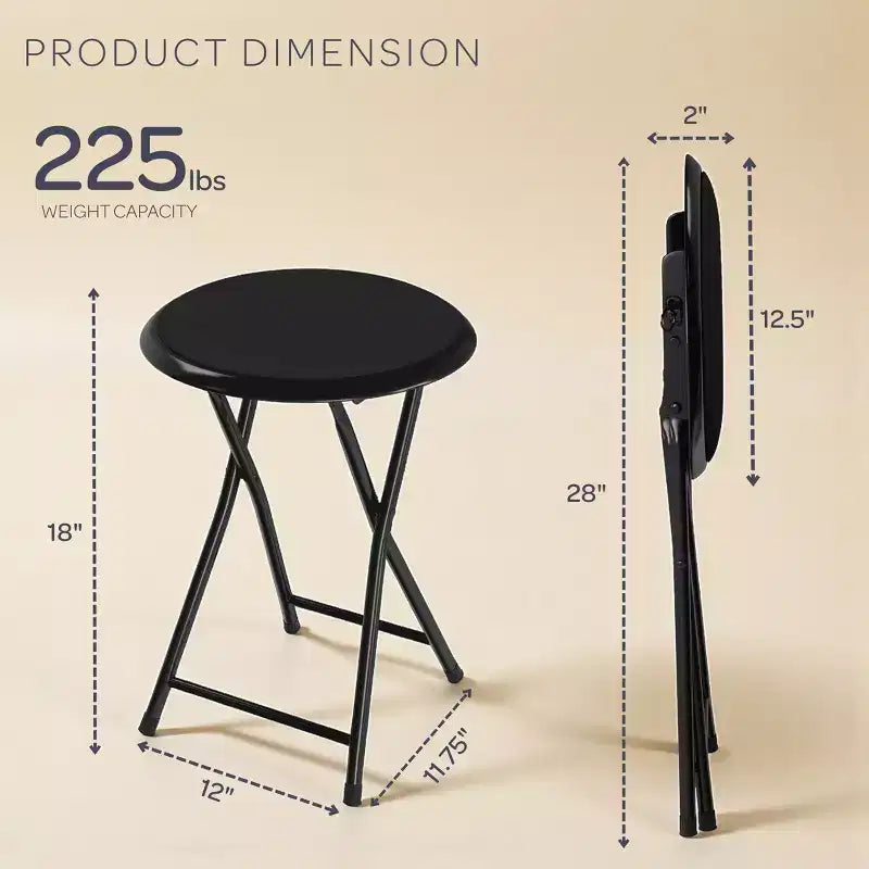 Taburete plegable sin respaldo de 18 pulgadas con capacidad de 102 kg