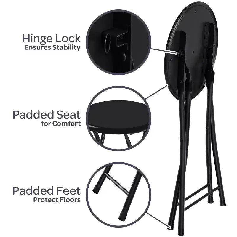 Taburete plegable sin respaldo de 18 pulgadas con capacidad de 102 kg