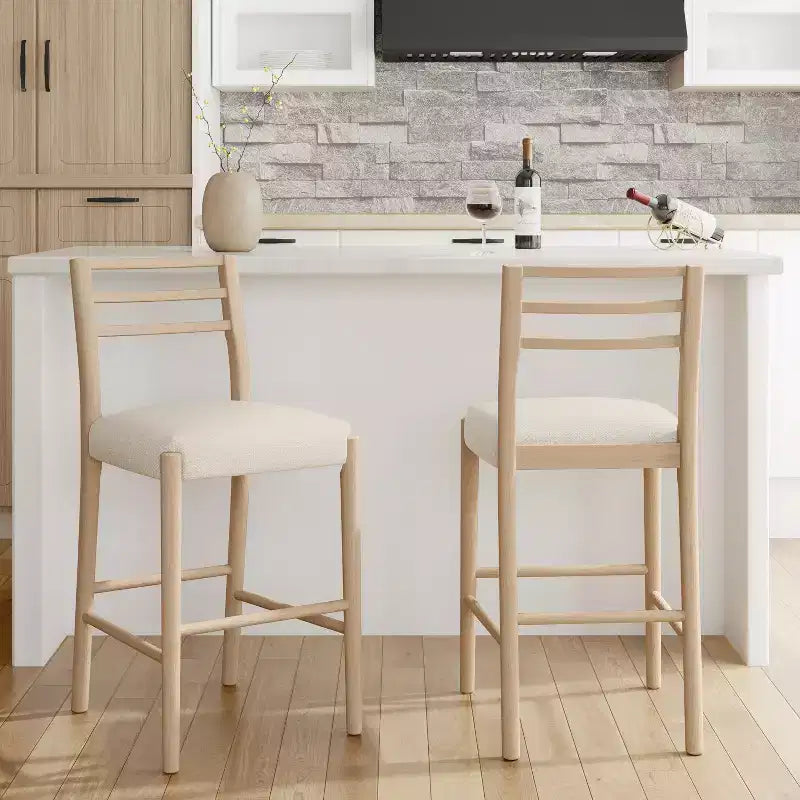 Christopher Knight Home Acosta Modern Rubberwood Bar Stools with Ladder Back (Set of 2)