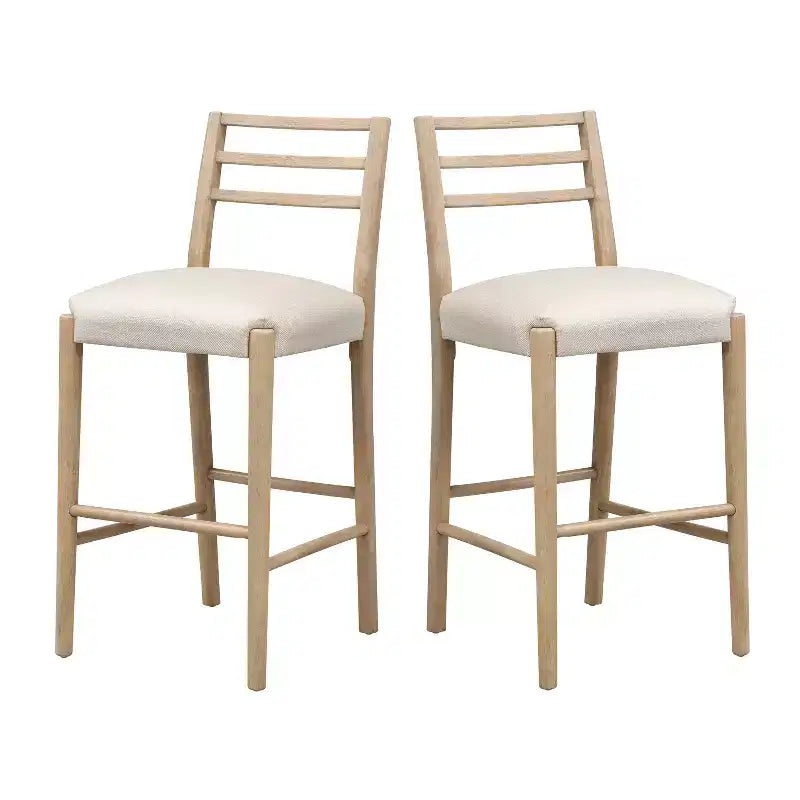 Taburetes de bar de caucho Acosta modernos con respaldo de escalera (juego de 2)