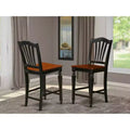 HomeStock 24 in.H Black Finish High Back Wooden Counter Barstool in Rectangle Shape with Linen Upholstered