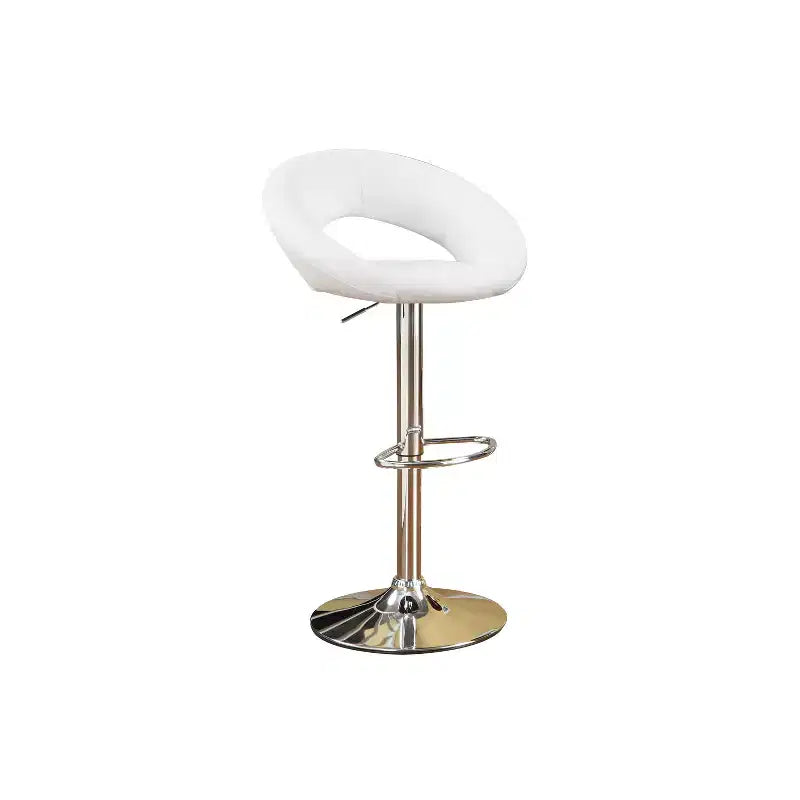 HomeStock Height Adjustable 35 Faux Leather Barstool Set in White (Set of 2)