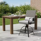 Royal Hampton Swivel Counter Height Chair Set of 2, Gray Rattan, Black Metal