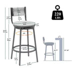 Taburetes de Bar Giratorios con Estructura Metálica, Juego de 2, Taburetes de Comedor de Cuerda de Papel Tejida a Mano, Sillas de Comedor para Cocina