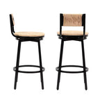 Taburetes de Bar Giratorios con Estructura Metálica, Juego de 2, Taburetes de Comedor de Cuerda de Papel Tejida a Mano, Sillas de Comedor para Cocina