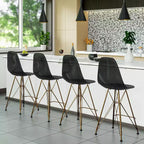 Taburete Cresco Mid Century Modern de acrílico a altura de barra con base de cromo dorado, ideal para cocinas y comedores