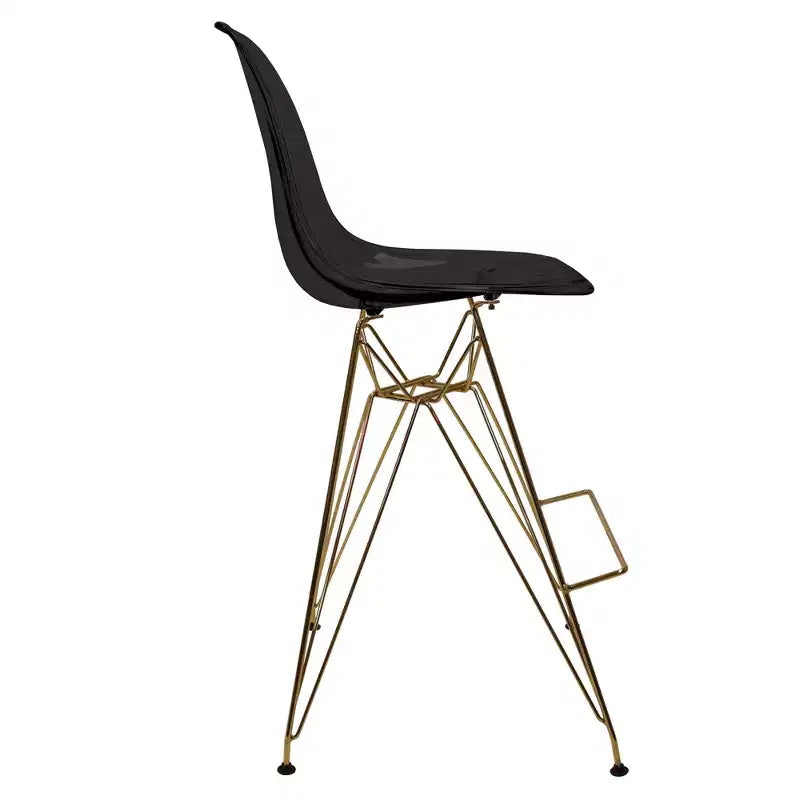 Taburete Cresco Mid Century Modern de acrílico a altura de barra con base de cromo dorado, ideal para cocinas y comedores