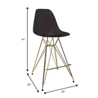 Taburete Cresco Mid Century Modern de acrílico a altura de barra con base de cromo dorado, ideal para cocinas y comedores