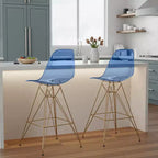 Taburete Cresco Mid Century Modern de acrílico a altura de barra con base de cromo dorado, ideal para cocinas y comedores