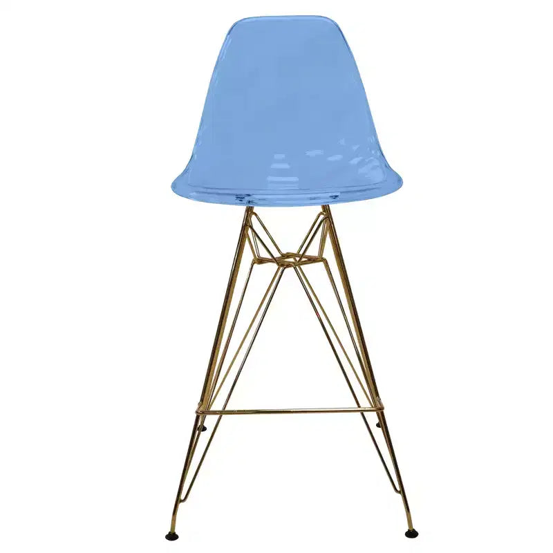 Taburete Cresco Mid Century Modern de acrílico a altura de barra con base de cromo dorado, ideal para cocinas y comedores