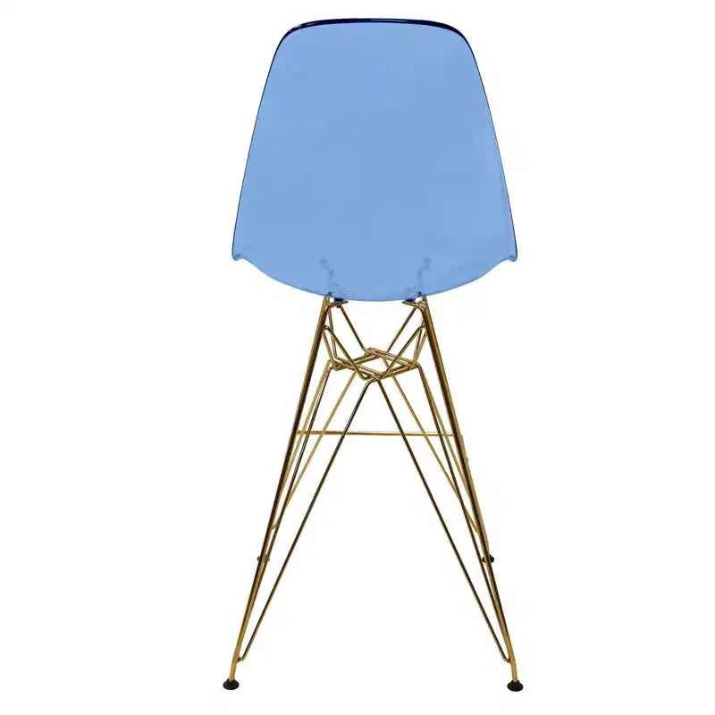Taburete Cresco Mid Century Modern de acrílico a altura de barra con base de cromo dorado, ideal para cocinas y comedores