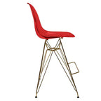 Taburete Cresco Mid Century Modern de acrílico a altura de barra con base de cromo dorado, ideal para cocinas y comedores
