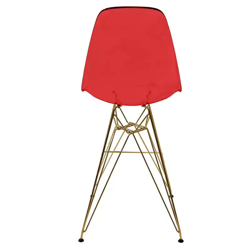 Taburete Cresco Mid Century Modern de acrílico a altura de barra con base de cromo dorado, ideal para cocinas y comedores