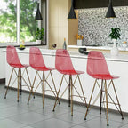 Taburete Cresco Mid Century Modern de acrílico a altura de barra con base de cromo dorado, ideal para cocinas y comedores