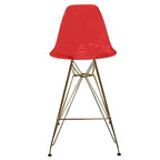 Taburete Cresco Mid Century Modern de acrílico a altura de barra con base de cromo dorado, ideal para cocinas y comedores