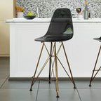 Taburete Cresco Mid Century Modern de acrílico a altura de barra con base de cromo dorado, ideal para cocinas y comedores