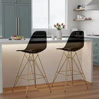 Taburete Cresco Mid Century Modern de acrílico a altura de barra con base de cromo dorado, ideal para cocinas y comedores