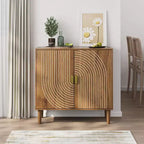 GDFStudio Cheryiie Modern Buffet Cabinet with Line-Groove Doors and Adjustable Shelves