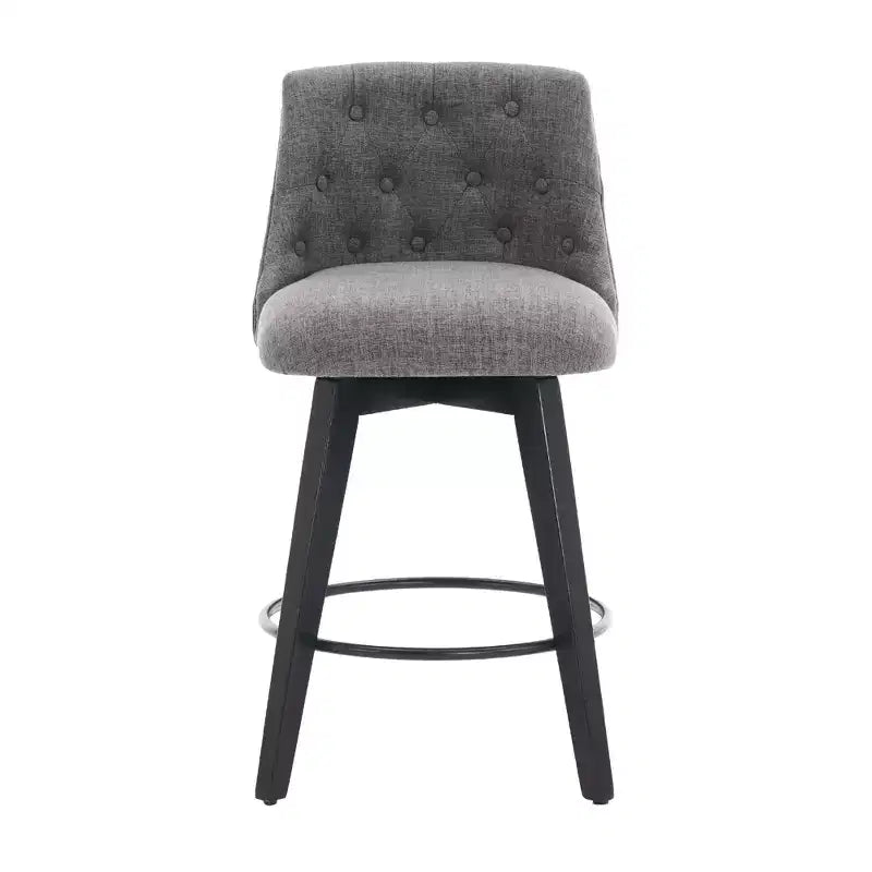 Taburetes de bar giratorios 360° grises (juego de 2) - Taburetes de altura de encimera con estructura de madera maciza para barra de casa