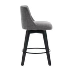 Taburetes de bar giratorios 360° grises (juego de 2) - Taburetes de altura de encimera con estructura de madera maciza para barra de casa