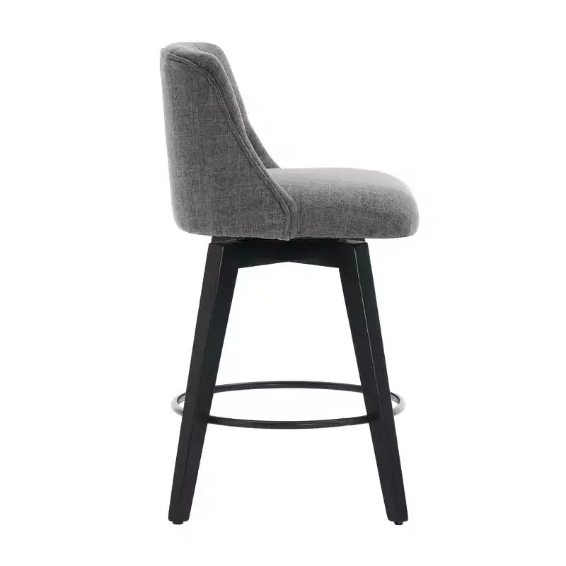 Taburetes de bar giratorios 360° grises (juego de 2) - Taburetes de altura de encimera con estructura de madera maciza para barra de casa