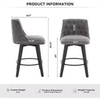 Taburetes de bar giratorios 360° grises (juego de 2) - Taburetes de altura de encimera con estructura de madera maciza para barra de casa