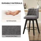 Taburetes de bar giratorios 360° grises (juego de 2) - Taburetes de altura de encimera con estructura de madera maciza para barra de casa