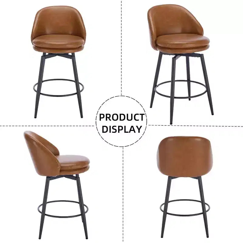 26 taburetes de bar tapizados modernos, juego de 2, taburetes de bar giratorios con respaldo y patas de metal, fácil de montar, para isla de cocina, comedor