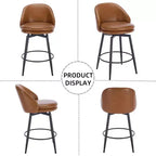 26 taburetes de bar tapizados modernos, juego de 2, taburetes de bar giratorios con respaldo y patas de metal, fácil de montar, para isla de cocina, comedor