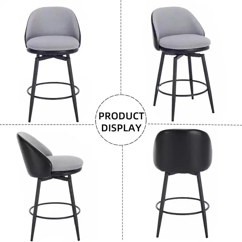 26 taburetes de bar tapizados modernos, juego de 2, taburetes de bar giratorios con respaldo y patas de metal, fácil de montar, para isla de cocina, comedor