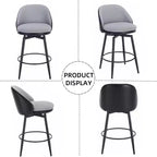 26 taburetes de bar tapizados modernos, juego de 2, taburetes de bar giratorios con respaldo y patas de metal, fácil de montar, para isla de cocina, comedor